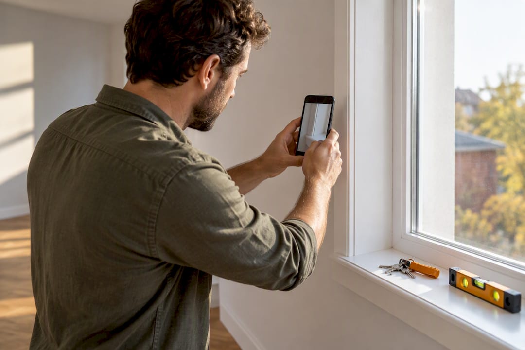Propriétaire prenant en photo l’état d’un logement