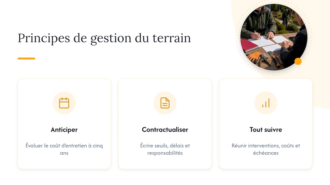 Notre point de vue : le terrain est un poste d'exploitation, pas un détail — overview diagram